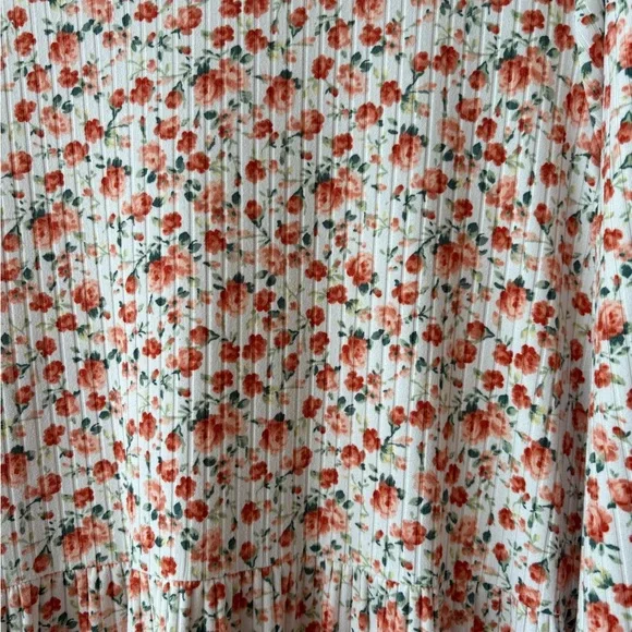 Long Sleeve Cream Maxi Dress with Pink Floral Print - Picture 2 of 2